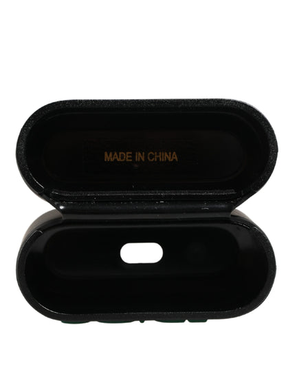Dolce & Gabbana Black PVC Embossed Logo Flip Holder Women Airpods Case
