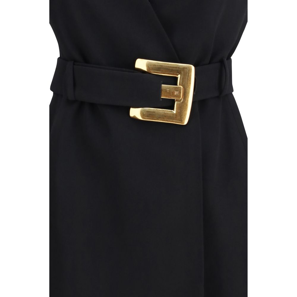 Balmain Black Fleece Wool Cocktail Dress