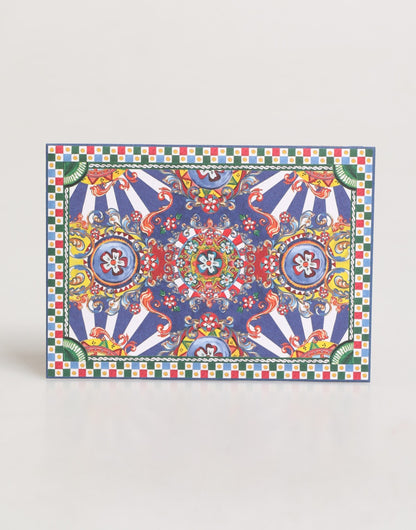 Dolce & Gabbana Multicolor Carretto Siciliano Envelope Post Card Holder