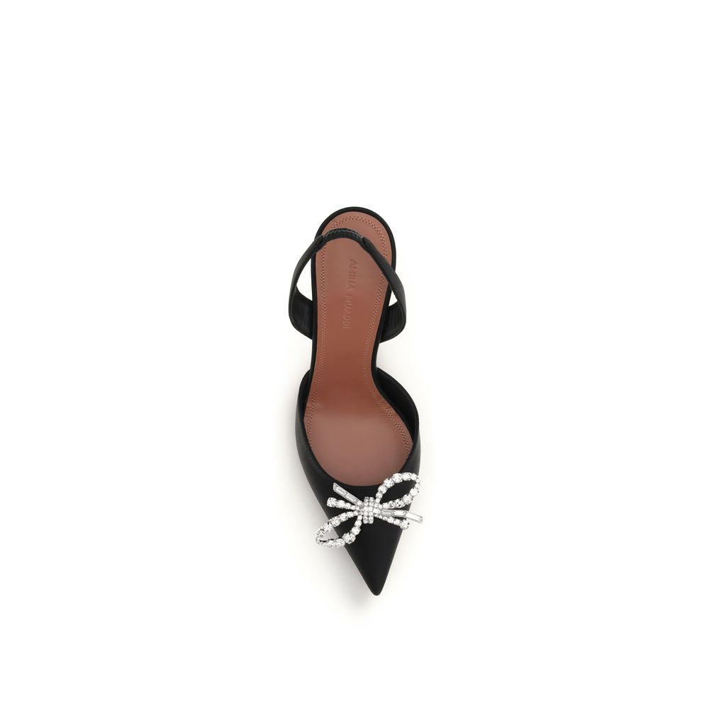 Amina Muaddi Black Silk High Heel Pumps