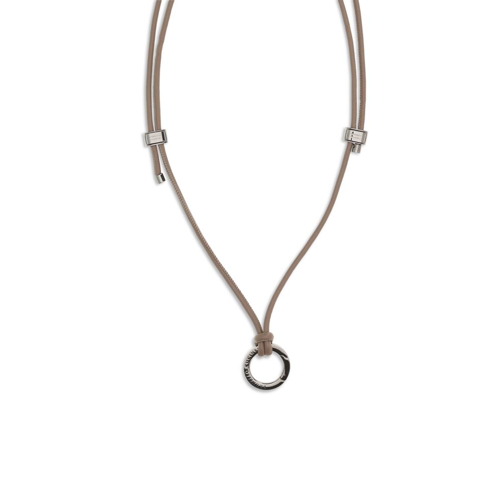 Brunello Cucinelli Black Calf Leather Bos Taurus Necklace