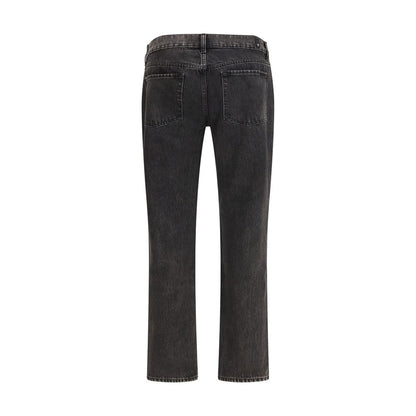 7FOR Black Cotton Straight-Leg Jeans