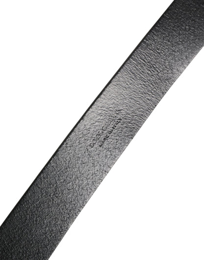 Dolce & Gabbana Black Calf Leather Silver Metal Buckle Belt