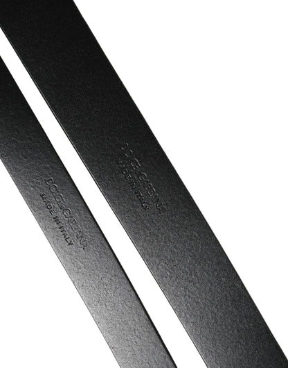 Dolce & Gabbana Black Double Strap Leather Silver Buckle Belt