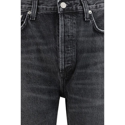 Agolde Black Cotton Straight-Leg Jeans