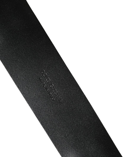 Dolce & Gabbana Men Black Classic Leather Metal Buckle Belt
