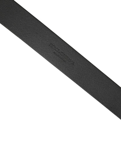 Dolce & Gabbana Men Black Calfskin Leather Square Buckle Belt