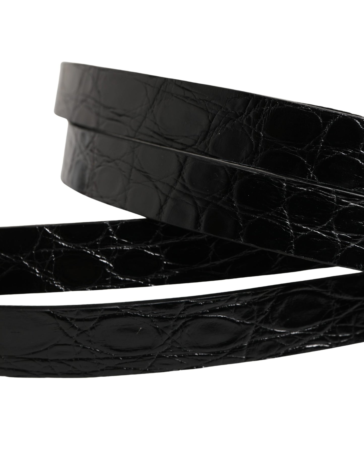 Dolce & Gabbana Black Double Strap Leather Silver Buckle Belt