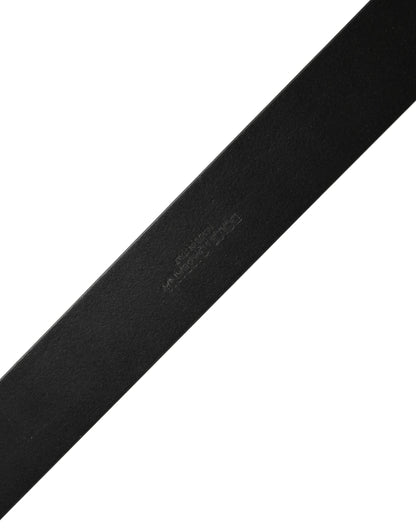Dolce & Gabbana Black Classic Leather Logo Metal Buckle Belt