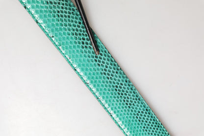Dolce & Gabbana Green Leather DG Logo Embellished Buckle Belt