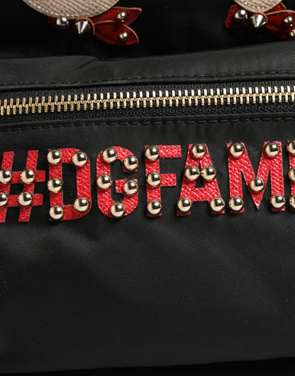 Dolce & Gabbana VULCANO Black Nylon #DGFAMILY Embellished Backpack Bag