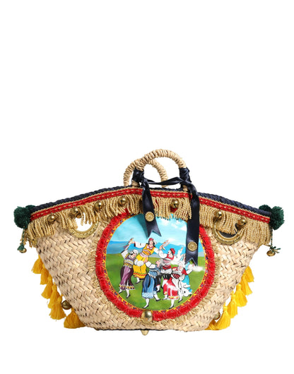 Dolce & Gabbana Multicolor Woven Straw Basket Embellished Sicily Bag