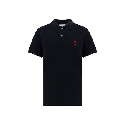 Ami Paris Black Cotton Polo Shirt