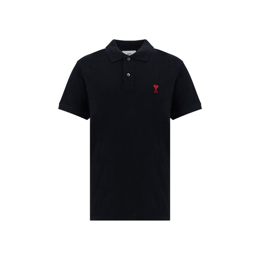 Ami Paris Black Cotton Polo Shirt