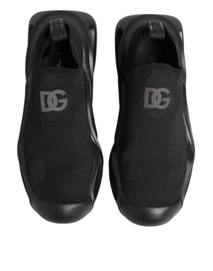 Dolce & Gabbana Black Slip On Wave Low Top Sneakers Shoes