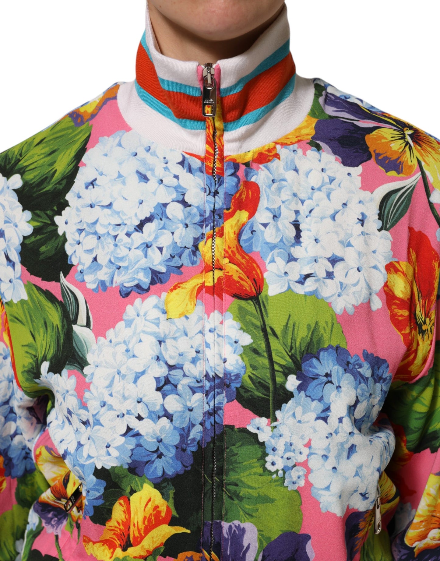 Dolce & Gabbana Multicolor Floral Print Zip Cardigan Jacket
