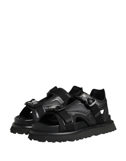 Dolce & Gabbana Black Logo Detailed Men Chunky Sandals Shoes