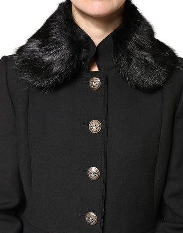 Dolce & Gabbana Black Fur Shawl Neck Wrap Cover Collar Scarf