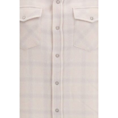 God's True Cashmere White Cashmere Pattern Shirt