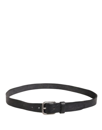 Daniele Alessandrini Men Black Leather Metal Buckle Belt