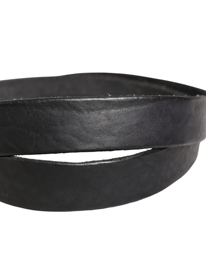 Daniele Alessandrini Men Black Leather Metal Buckle Belt