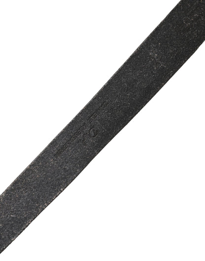 Daniele Alessandrini Men Black Leather Metal Buckle Belt