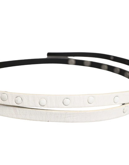 Costume National White Leather Studded Cintura Belt
