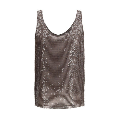 Brunello Cucinelli Brown Silk T-Shirt