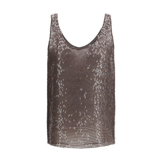 Brunello Cucinelli Brown Silk T-Shirt