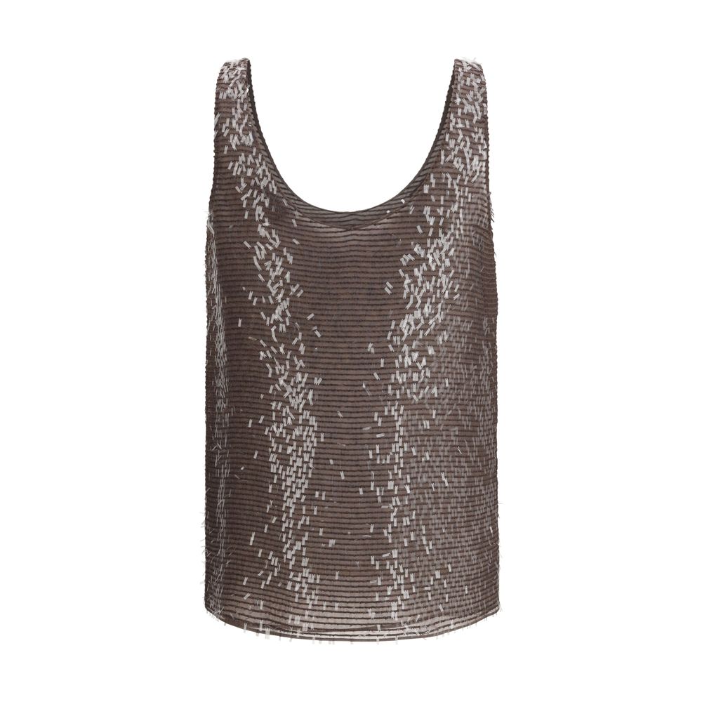 Brunello Cucinelli Brown Silk T-Shirt