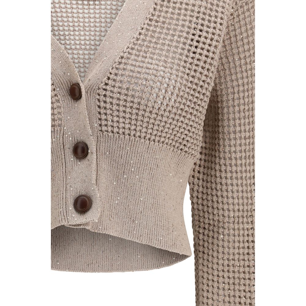 Brunello Cucinelli Beige Cotton Cardigan