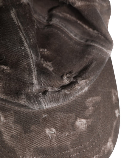 Dolce & Gabbana Men Brown Cotton Distressed Baseball Capello Hat