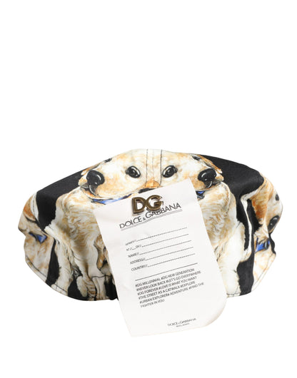 Dolce & Gabbana Men Black Dog Cotton Newsboy Cloth Capello Hat