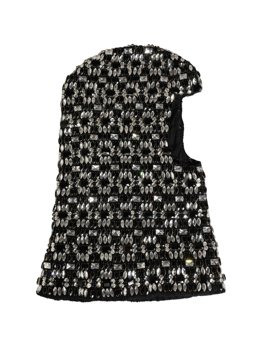 Dolce & Gabbana Black Wool Crystal Embellished Balaclava Hat