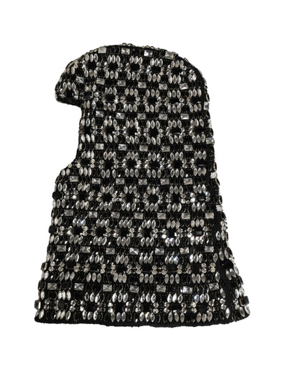 Dolce & Gabbana Black Wool Crystal Embellished Balaclava Hat