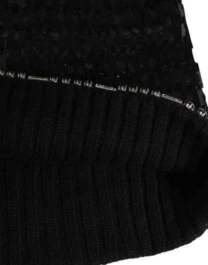 Dolce & Gabbana Black Wool Crystal Embellished Balaclava Hat