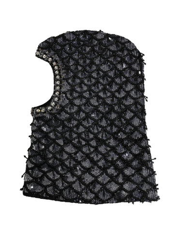 Dolce & Gabbana Black Wool Crystal Embellished Balaclava Hat