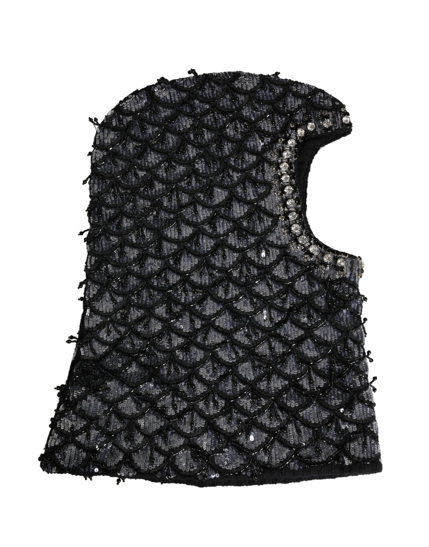 Dolce & Gabbana Black Wool Crystal Embellished Balaclava Hat
