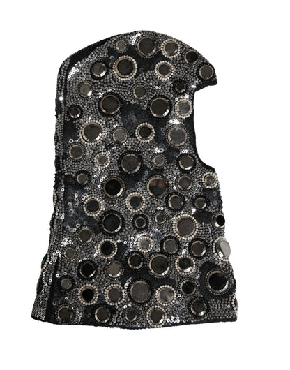 Dolce & Gabbana Black Wool Crystal Embellished Balaclava Hat
