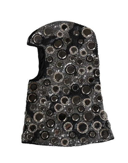 Dolce & Gabbana Black Wool Crystal Embellished Balaclava Hat