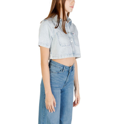 Tommy Hilfiger Jeans Light Blue Recycled Cotton Shortsleeve Shirt