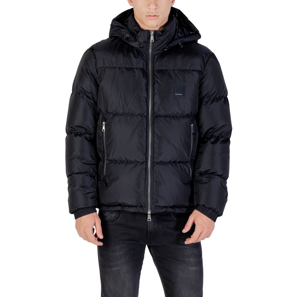 Armani Exchange Blue Polyamide Coat