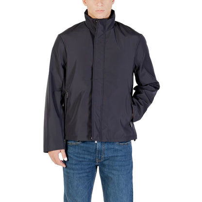Armani Exchange Blue Polyester Full-Length Jacket