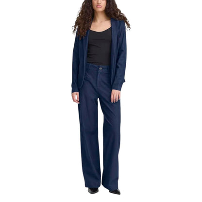 ICHI Blue Cotton Casual Pants