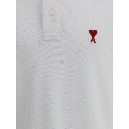 Ami Paris White Cotton Polo Shirt