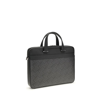 Ferragamo Gray Calf Leather Bos Taurus Briefcase