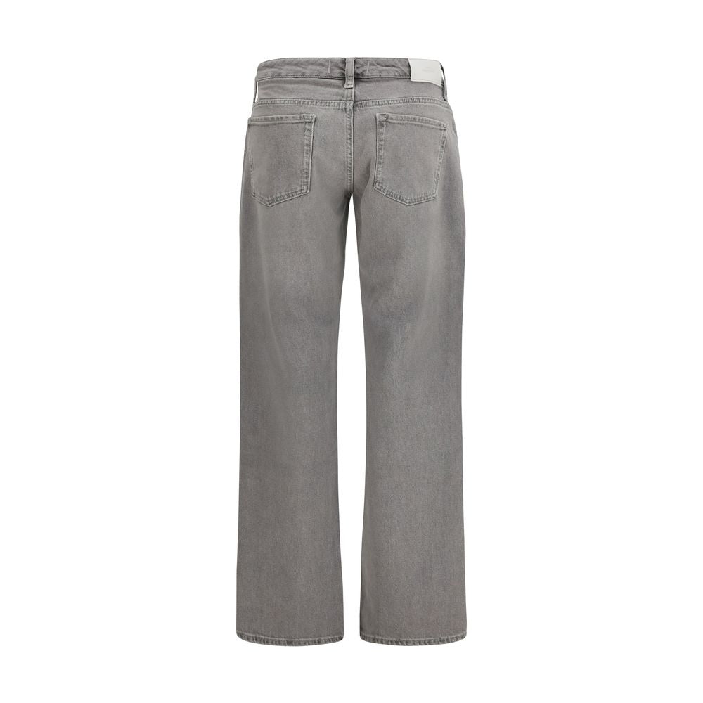 7FOR Gray Cotton Straight-Leg Jeans