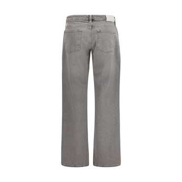 7FOR Gray Cotton Straight-Leg Jeans