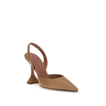 Amina Muaddi Beige Calf Leather Bos Taurus Pumps