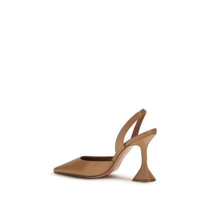 Amina Muaddi Beige Calf Leather Bos Taurus Pumps